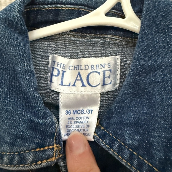 The Children's Place Blue Denim Jacket with Red Floral Accents - Picture 3 of 3